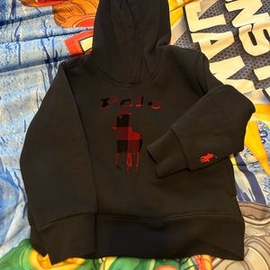 Black Ralph Lauren hoodie 3T: buffalo plaid big pony